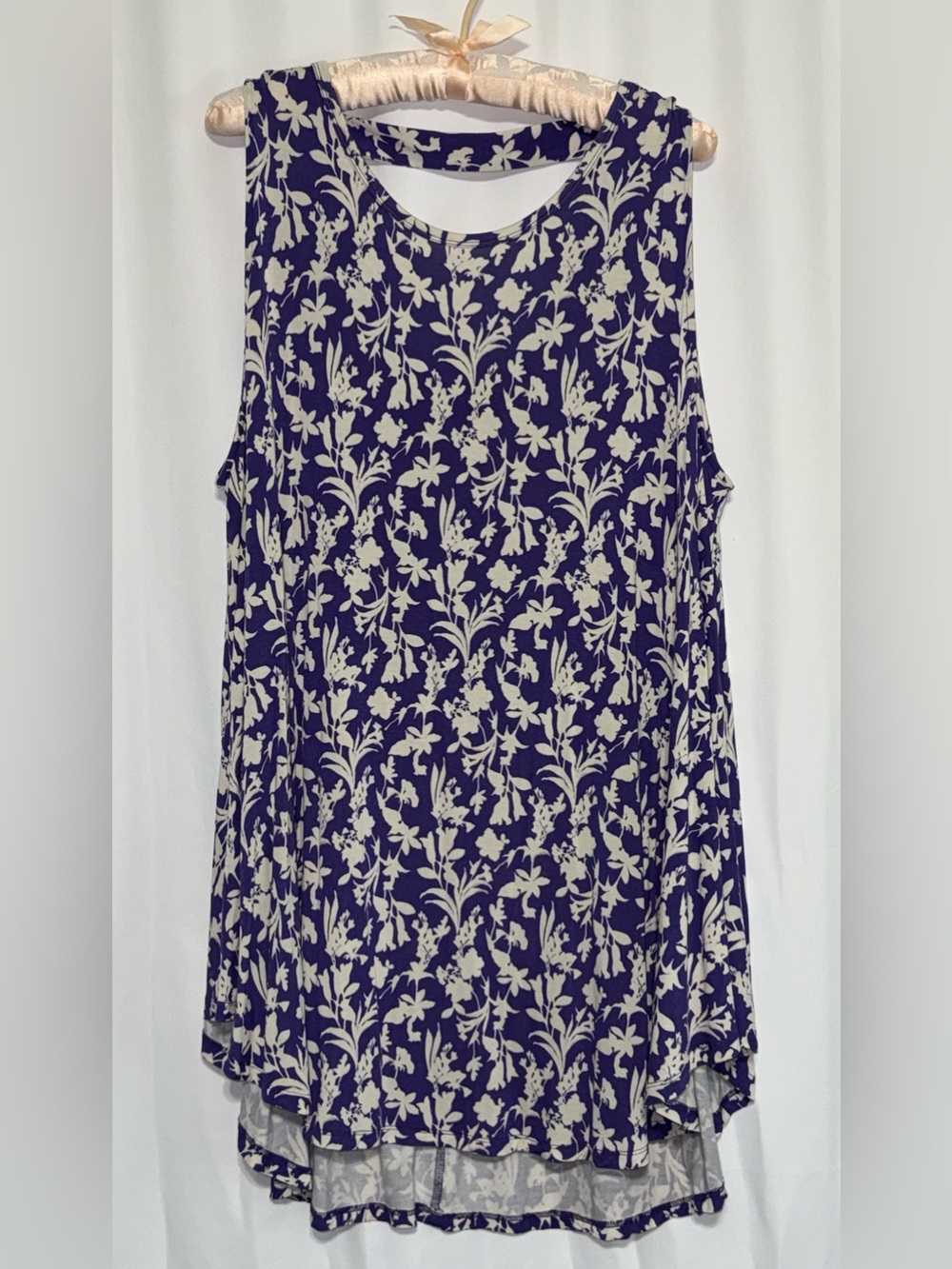 Lane Bryant Women’s Plus 22/24 Purple Floral Open Back Sleeveless Tunic Tank
